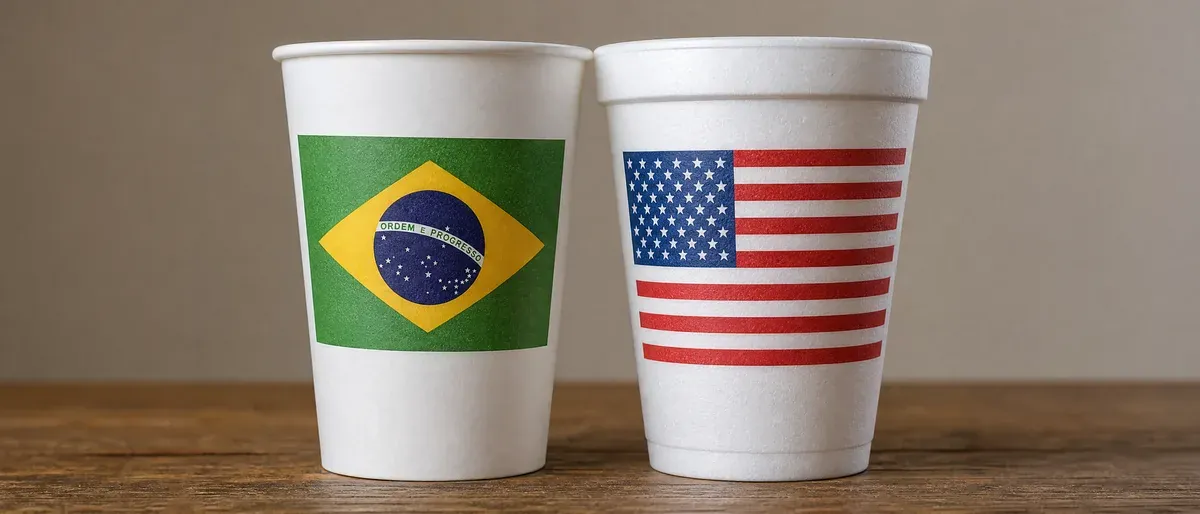 Custom printed paper and foam cups side by side